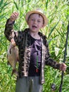 Young fisherman caught a bream
