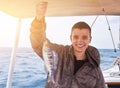 Young fisherman on holidays