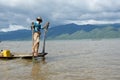 Young fisherman out for the morning fish on inlay lake