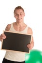 Young fit man holding blackboard Royalty Free Stock Photo