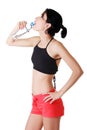 Young fit woman drinking mineral water Royalty Free Stock Photo