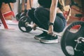 Young fitness asian woman exercise with machine Cable Crossover Royalty Free Stock Photo