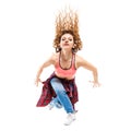 Young fitness girl dancing zumba isolated on white Royalty Free Stock Photo