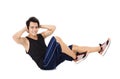 Young fitness man making stretching exercises