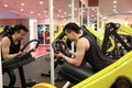 Asian chinese man in gym Ã¯Â¼ÅFitness sport man Training strength in the gym Royalty Free Stock Photo