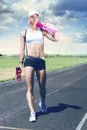 Young fitness muscle sporty runner girl / woman / female Royalty Free Stock Photo