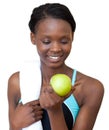 Young fitness woman eating an apple Royalty Free Stock Photo