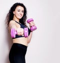 Fitness Woman Lifting Free Weights