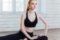 Young fitness woman sitting in yoga position Royalty Free Stock Photo