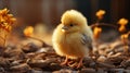 Young fledgling chick. Generative AI.