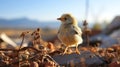 Young fledgling chick. Generative AI.