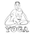 Young flexible woman with a thin waist practicing yoga. You can use it as a logo for group sessions, for a yoga studio