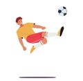 Young Football Player Character In Team Uniform Kick Ball, Sportsman Training Before Competition, Soccer League Royalty Free Stock Photo