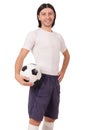 The young footballer isolated on the white