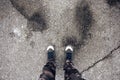 Young free adventurous man standing on the street Royalty Free Stock Photo