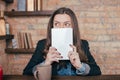 Young freelancer girl is working hard in laptop Royalty Free Stock Photo