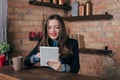 Young freelancer girl is working hard in laptop Royalty Free Stock Photo