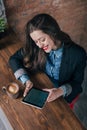 Young freelancer girl is working hard in laptop Royalty Free Stock Photo