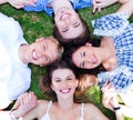 Young friends forming a circle