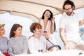 Young friends sailing in caribbean sea