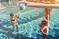 Young friends in swimming pool Royalty Free Stock Photo