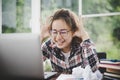 Young frustrated woman working at office Royalty Free Stock Photo