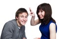 Young funny couple of people Royalty Free Stock Photo