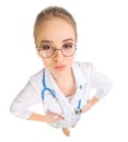 Young funny doctor isolated Royalty Free Stock Photo