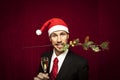 Young funny guy with christmas hat Royalty Free Stock Photo