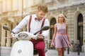 Young funny pretty fashion vintage hipster couple Royalty Free Stock Photo