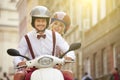 Young funny pretty fashion vintage hipster couple Royalty Free Stock Photo