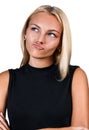 Young funny woman thinking Royalty Free Stock Photo