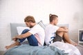 Young gay couple in quarrel at home. LGBT concept Royalty Free Stock Photo