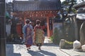 Young geisha walking through Kyoto