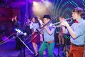 Young geniuses of jazz at the club Olympia. Royalty Free Stock Photo