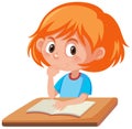 Young ginger girl reading