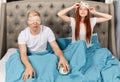 Young ginger woman is happy as she has a good night sleep Royalty Free Stock Photo