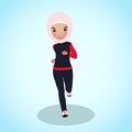 Young girl in abaya tracksuit. Early morning run Royalty Free Stock Photo