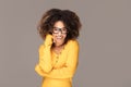 Young girl with an afro wearing eyeglasses Royalty Free Stock Photo