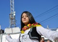 Young girl in albanian traditional costume at a ceremony marking the 10th anniversary of Kosovo`s independence in Dragash Royalty Free Stock Photo