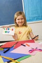 Young Girl in Art Class Royalty Free Stock Photo