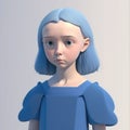 young girl with auburn hair, wearing a yellow dress, looking away from the camera digital character avatar AI generation