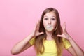 Girl blowing bubble gum Royalty Free Stock Photo