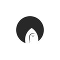 Young girl with bob hairstyle logo abstract portrait for hairdressing salon, black and white print on a t-shirt or sticker