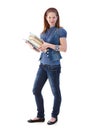 Young girl with books smiling