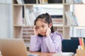 Young Girl Bored with Online Learning