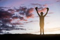 Young girl boxing at sunset. Royalty Free Stock Photo