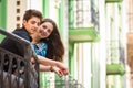 A young girl and boy of the beautiful city Royalty Free Stock Photo