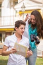 A young girl and boy of the beautiful city Royalty Free Stock Photo