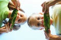 Young girl and boy eating watermelon Royalty Free Stock Photo